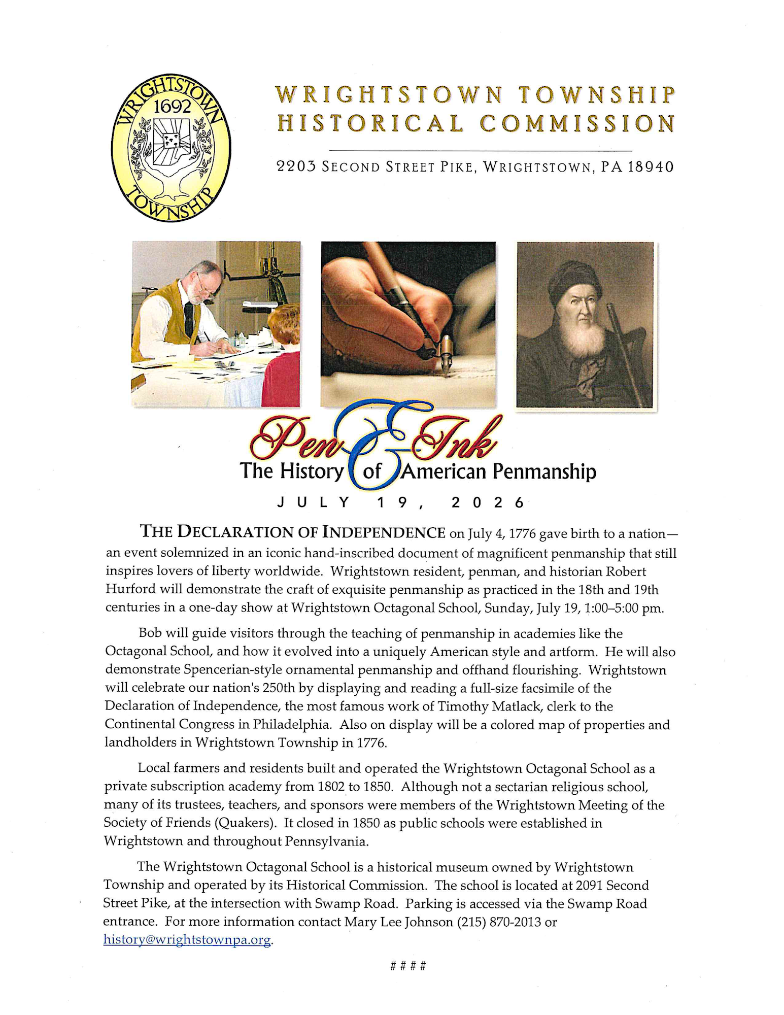 Join the Historical Commission for the 250th Anniversary Celebration - Octagonal School Open House on 7/19!